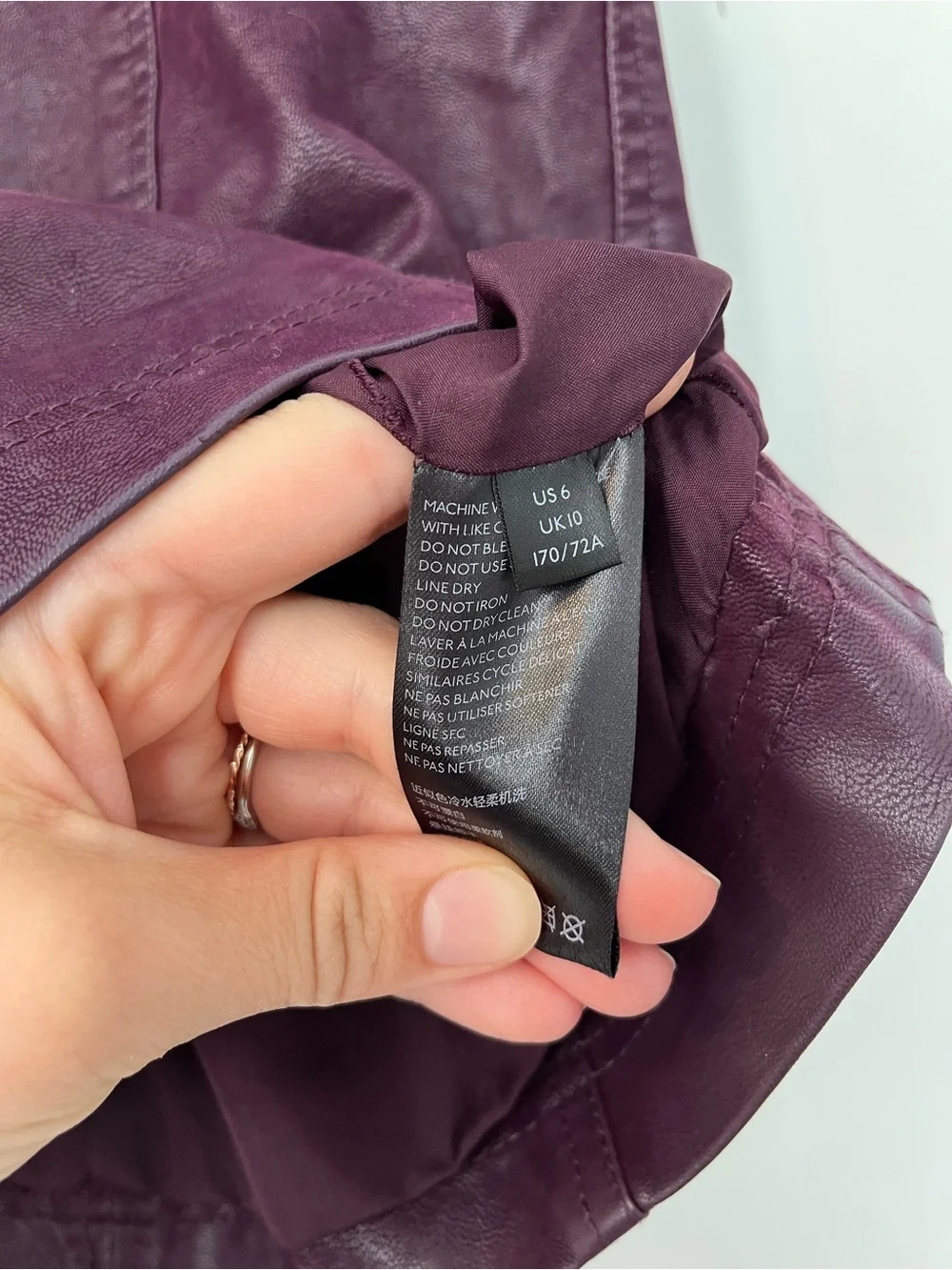 Free People Faux Leather Mini Skirt Purple coated leather size 6